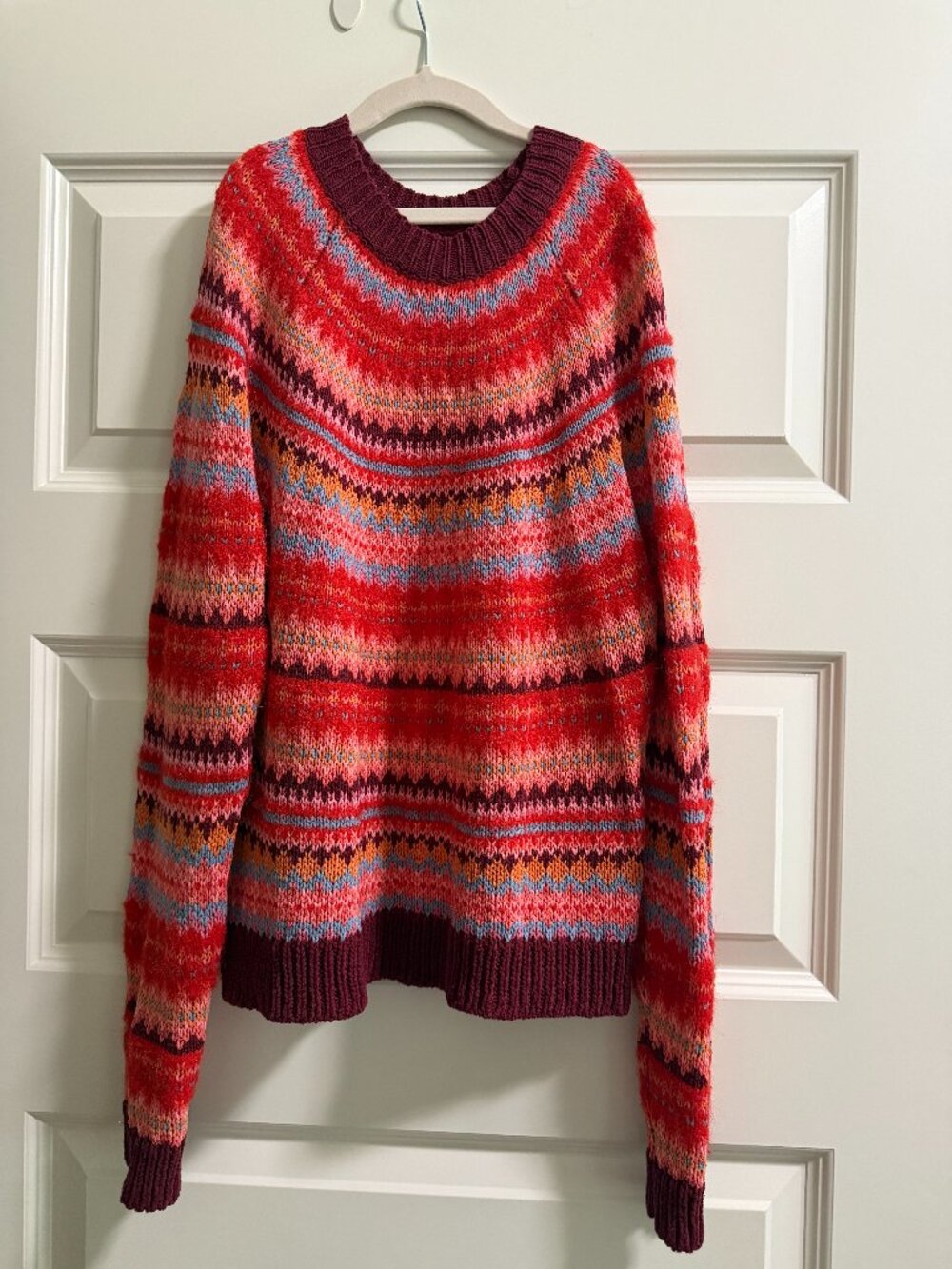 American Eagle Fair Isle Sweater Red Multi Sz M